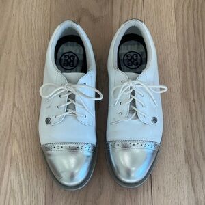 G/Fore women’s silver white cap toe golf shoes size 7